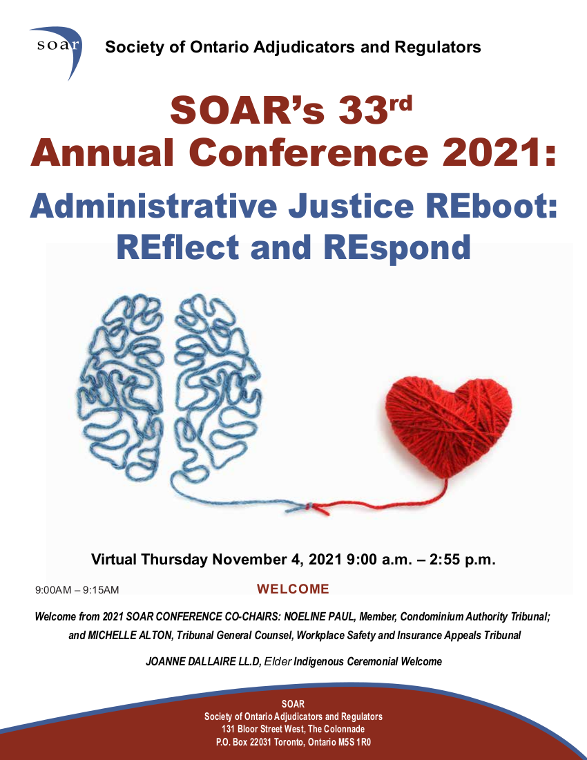 SOAR Conference 2021 Program The Society of Ontario Adjudicators and